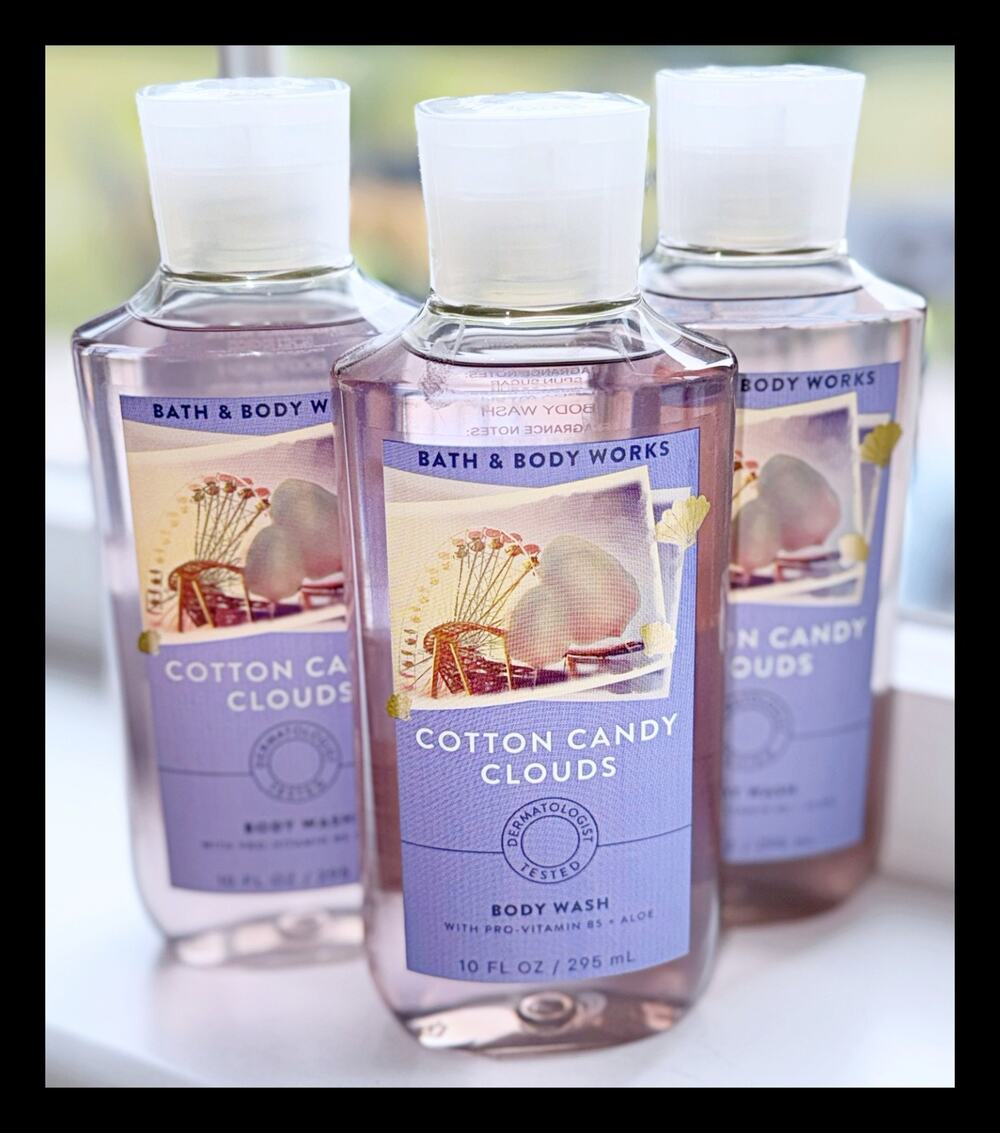 Bath & Body Works Cotton Candy Clouds 10oz Shower Gel Body Wash with Aloe B5 x3